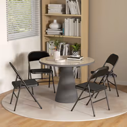 HOMCOM 4 Pack Padded Folding Chairs with Cushioned Seat and Metal Frame Black - Additional view 7
