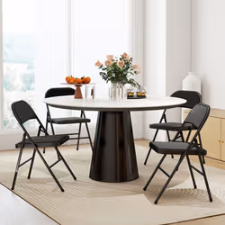HOMCOM 4 Pack Padded Folding Chairs with Cushioned Seat and Metal Frame Black - Additional view 8