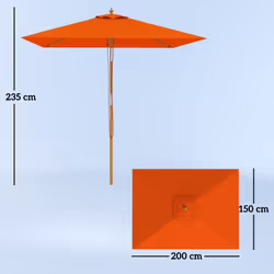 Outsunny Wooden Patio Umbrella Market Parasol Outdoor Sunshade Orange
