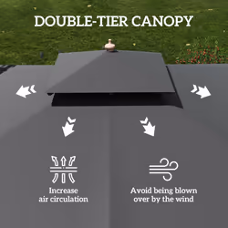 Outsunny 3(m) Wood Square Umbrella Garden Market Parasol Sunshade Black - Additional view 4