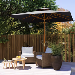 Outsunny 3(m) Wood Square Umbrella Garden Market Parasol Sunshade Black - Additional view 7