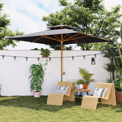 Outsunny 3(m) Wood Square Umbrella Garden Market Parasol Sunshade Black - Additional view 8