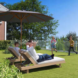 Outsunny Wooden Garden Parasol with Rope Pulley Mechanism, Dark Grey - Additional view 7
