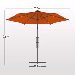 Outsunny 3(m) Cantilever Garden Parasol Umbrella W/ Solar LED Orange