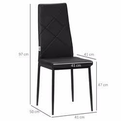 HOMCOM 4-Pieces Dining Chairs, Faux Leather Kitchen Chairs, Black