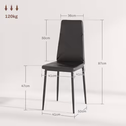 HOMCOM 6-Pieces Dining Chairs, Faux Leather Kitchen Chairs, Black