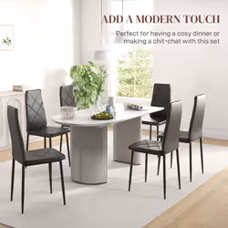HOMCOM 6-Pieces Dining Chairs, Faux Leather Kitchen Chairs, Black