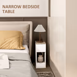 HOMCOM Bedside Tables Set of 2, Nightstands for Bedroom, Living Room, White - Additional view 4