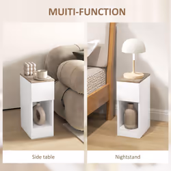 HOMCOM Bedside Tables Set of 2, Nightstands for Bedroom, Living Room, White - Additional view 5