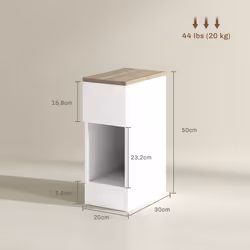 HOMCOM Bedside Tables Set of 2, Nightstands for Bedroom, Living Room, White - Additional view 8
