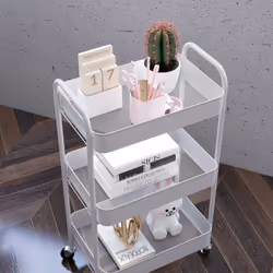 HOMCOM 3 Tier Rolling Utility Cart with 3 Mesh Basket, White - Additional view 8