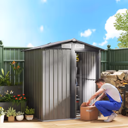 Outsunny 5ft x 4.3ft Outdoor Metal Storage Shed with Sliding Door Sloped Roof