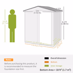 Outsunny 5ft x 4.3ft Outdoor Metal Storage Shed with Sliding Door Sloped Roof