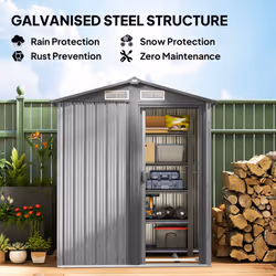 Outsunny 5ft x 4.3ft Outdoor Metal Storage Shed with Sliding Door Sloped Roof