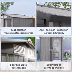 Outsunny 5ft x 4.3ft Outdoor Metal Storage Shed with Sliding Door Sloped Roof - Additional view 5