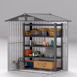 Outsunny 5ft x 4.3ft Outdoor Metal Storage Shed with Sliding Door Sloped Roof - Additional view 7
