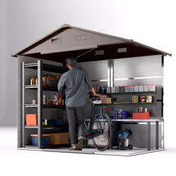 Outsunny 7.7x6.4ft Garden Shed, Tool Storage Sliding Door Wood Effect