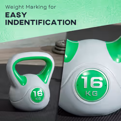 SPORTNOW 16kg Kettle Bell with Handle for Home Gym, Green and Grey - Additional view 4