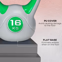 SPORTNOW 16kg Kettle Bell with Handle for Home Gym, Green and Grey - Additional view 5