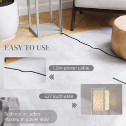 HOMCOM Modern Floor Lamp Light with Shelves Fabric Lampshade Light Grey - Additional view 5