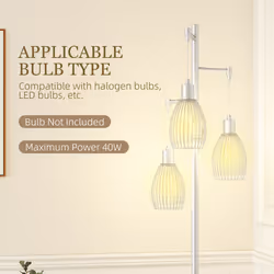 HOMCOM Industrial 3-Light Floor Lamp Dimmable Standing Lamp, Silver Tone - Additional view 5