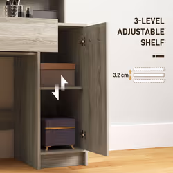 HOMCOM Dressing Table with Mirror and Stool, Makeup Desk for Bedroom