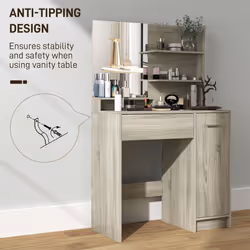 HOMCOM Dressing Table with Mirror and Stool, Makeup Desk for Bedroom - Additional view 6