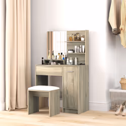 HOMCOM Dressing Table with Mirror and Stool, Makeup Desk for Bedroom - Additional view 7