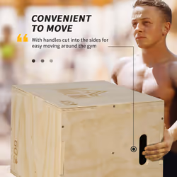 HOMCOM 3-in-1 Wooden Plyo Box for Home Gym, Workout Training, Natural - Additional view 4
