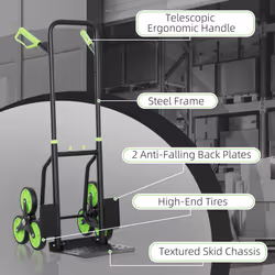 DURHAND Climbing Stairs Trolley Hand Trucks 6-Wheels Foldable Load Cart Steel - Additional view 5