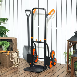 DURHAND Climbing Stairs Trolley Hand Trucks 6-Wheels Foldable Load Cart Steel