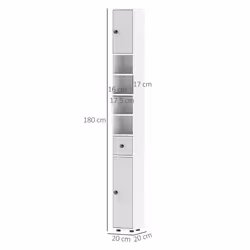 kleankin Slim Bathroom Cabinet, Toilet Roll Storage w/ Shelves, Light Grey
