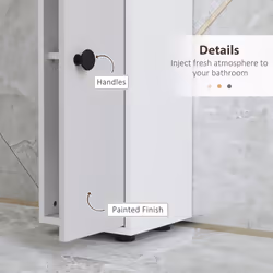 kleankin Slim Bathroom Cabinet, Toilet Roll Storage w/ Shelves, Light Grey - Additional view 5