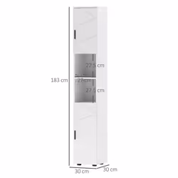 kleankin Tall Bathroom Storage Cabinet, Slim Bathroom Cabinet with Soft Close