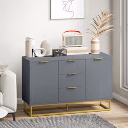 HOMCOM Sideboard Storage Cabinet with Adjustable Shelves, Grey