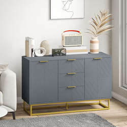 HOMCOM Sideboard Storage Cabinet with Adjustable Shelves, Grey