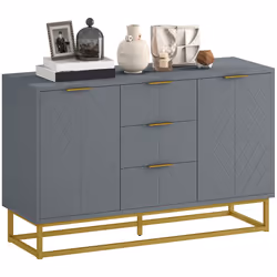 HOMCOM Sideboard Storage Cabinet with Adjustable Shelves, Grey - Additional view 7
