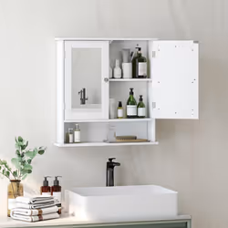 kleankin Wall Mounted Mirror Cabinet W/ Double Mirror Doors & Adjustable Shelf