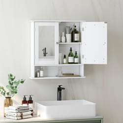 kleankin Wall Mounted Mirror Cabinet W/ Double Mirror Doors & Adjustable Shelf
