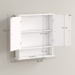 kleankin Wall Mounted Mirror Cabinet W/ Double Mirror Doors & Adjustable Shelf