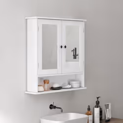 kleankin Wall Mounted Mirror Cabinet W/ Double Mirror Doors & Adjustable Shelf - Additional view 6