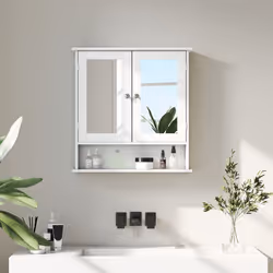 kleankin Wall Mounted Mirror Cabinet W/ Double Mirror Doors & Adjustable Shelf - Additional view 7