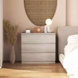 HOMCOM Chest of Drawers, 3 Drawer Storage Cabinet Unit for Bedroom, Grey - Additional view 8