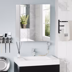 kleankin Bathroom Mirror Cabinet Wall Mount Storage organiser w/ Door, White