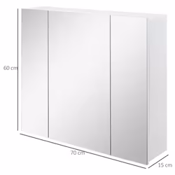 kleankin Bathroom Mirror Cabinet Wall Mount Storage organiser w/ Door, White