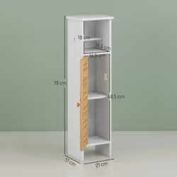 HOMCOM Bathroom Cabinet, Slim Bathroom Unit with Adjustable Shelf, White