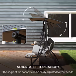 Outsunny 3 Seat Garden Swing Chair Steel w/ Adjustable Canopy and Coffee Tables
