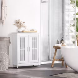 kleankin Modern Bathroom Cabinet, Freestanding Floor Cabinet with Storage, White
