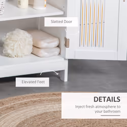 kleankin Modern Bathroom Cabinet, Freestanding Floor Cabinet with Storage, White - Additional view 5