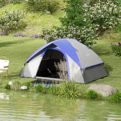Outsunny 2 Man Camping Tent w/ Sewn-in Groundsheet, 3000mm Waterproof, Blue